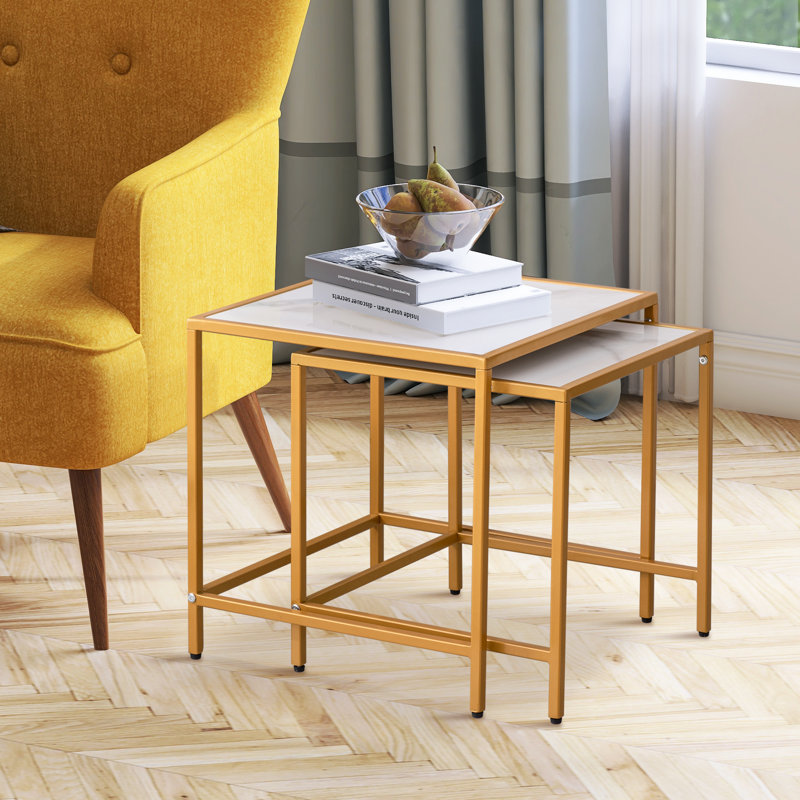 Mercer41 EvieLouise Modern Square Nesting Coffee Table 2 Pieces